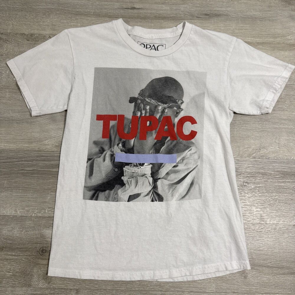 Tupac Shakur Shirt 2Pac Men’s Small White 90s Hip Hop Rap Portrait